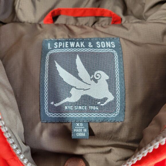Duck Down Puffer Vest I. Spiewak & Sons Hooded Size XS Red Brown Full Zip Vtg - Picture 6 of 10